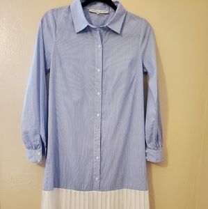 English Factory Pleated Combo Shirt Dress